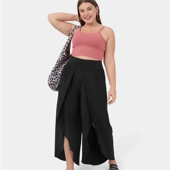 Halara Breezeful™ HW Palazzo Flowy Split Wide Leg Casual Pants Black L Nwt - Picture 8 of 11